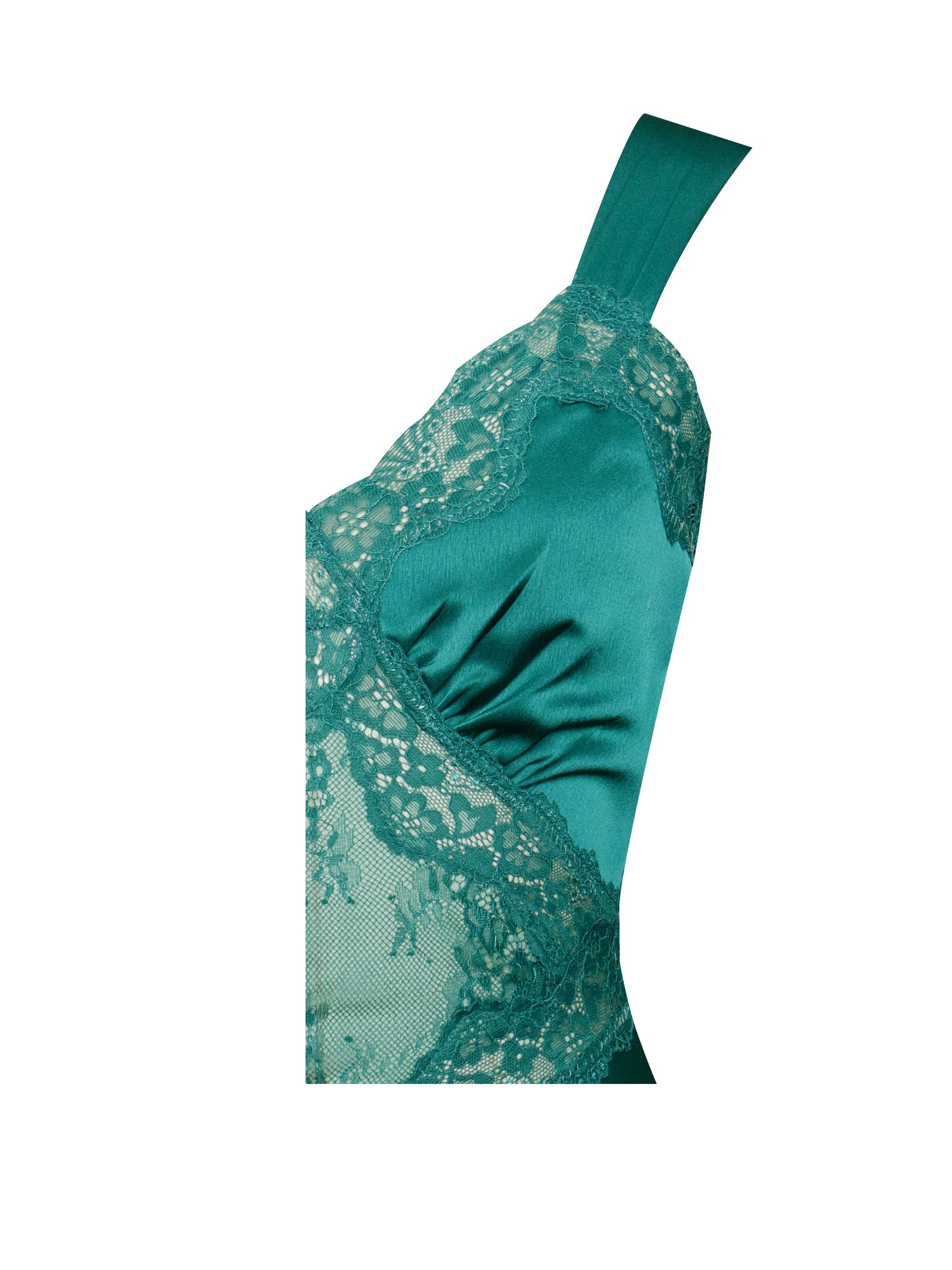 Perley Satin and Lace Midi Dress | Teal