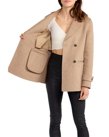 Women | Forget You Wool Blend Military Peacoat | Oat