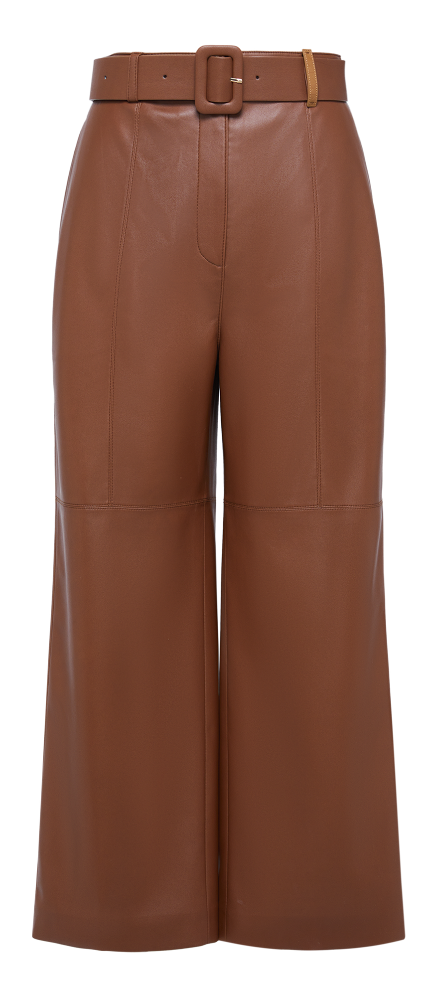 Leather Straight Leg Pants | Khaki