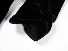 Lace Collar Velvet Knee Length Dress | Black