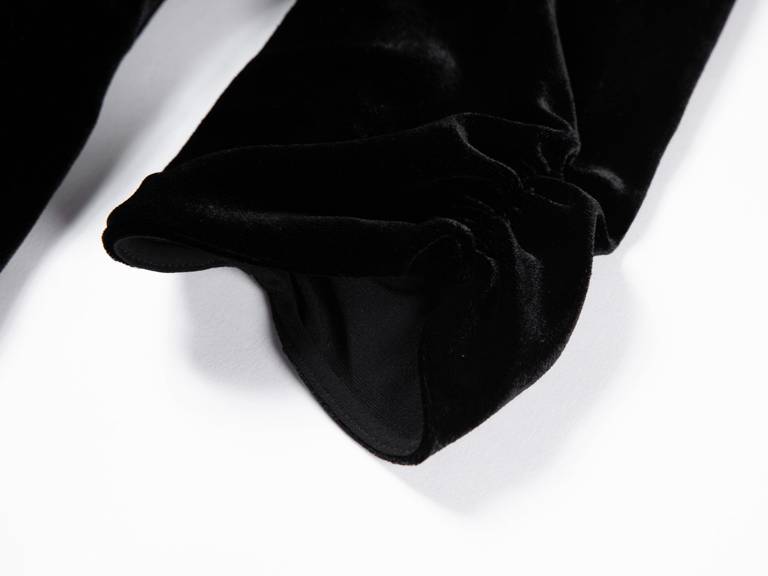 Lace Collar Velvet Knee Length Dress | Black