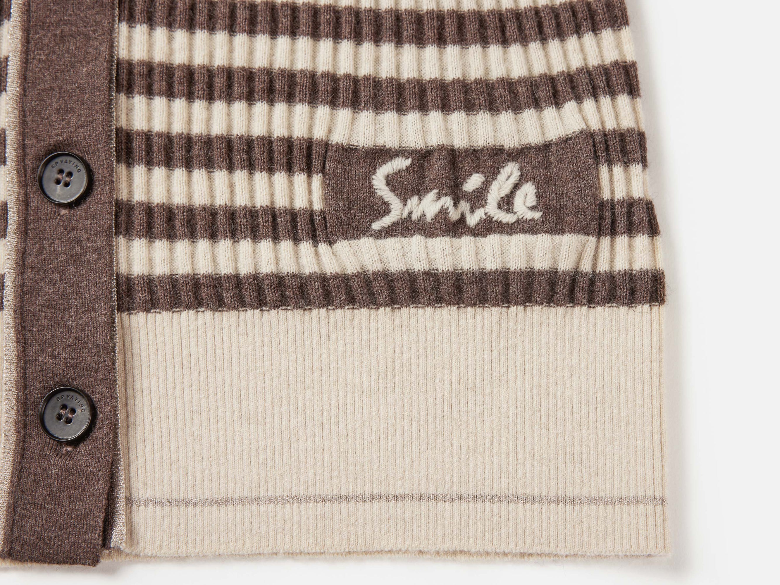 Striped Knitted Cardigan | Brown