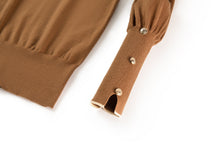 Crewneck Knit Top | Brown