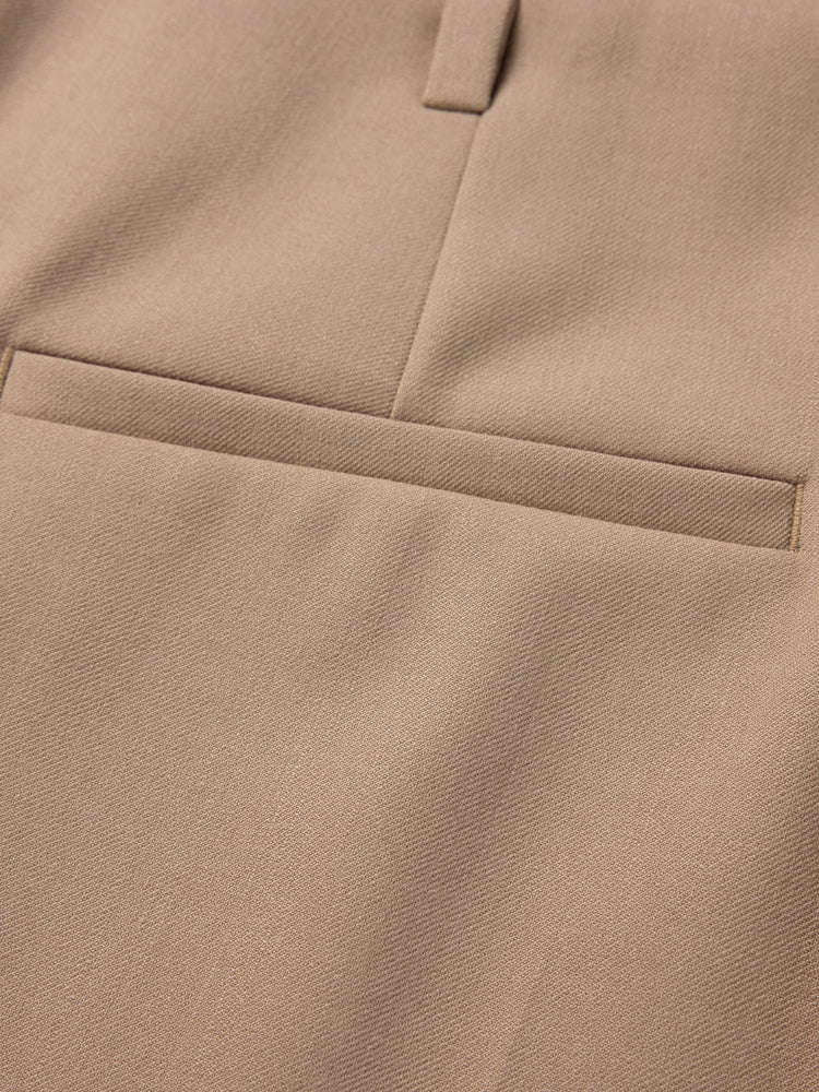 Wool Wide-Leg Office Pants | Khaki