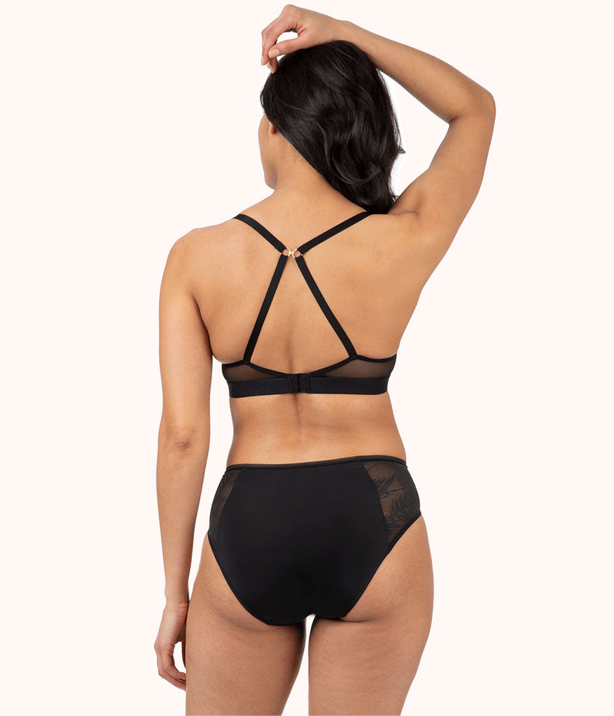 The Smooth Lace No-Wire Push-Up Bra | Jet Black x Soft Pink