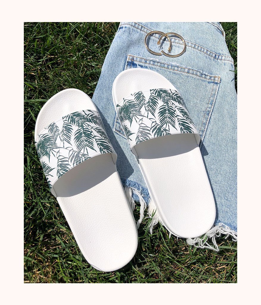 The Palm Slides | White x Green Palm