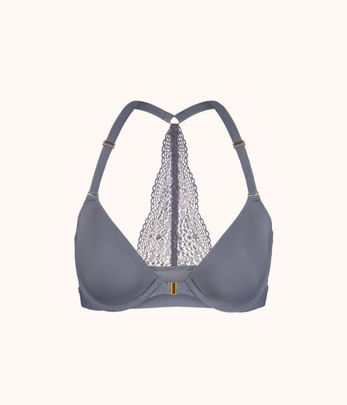 Lively The Spacer T-Shirt Bra Smoke Grey Gray Racerback Size