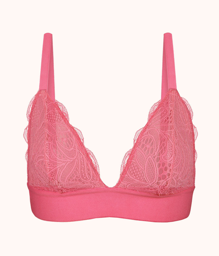 The Long-Lined Lace Bralette | Pink Hibiscus