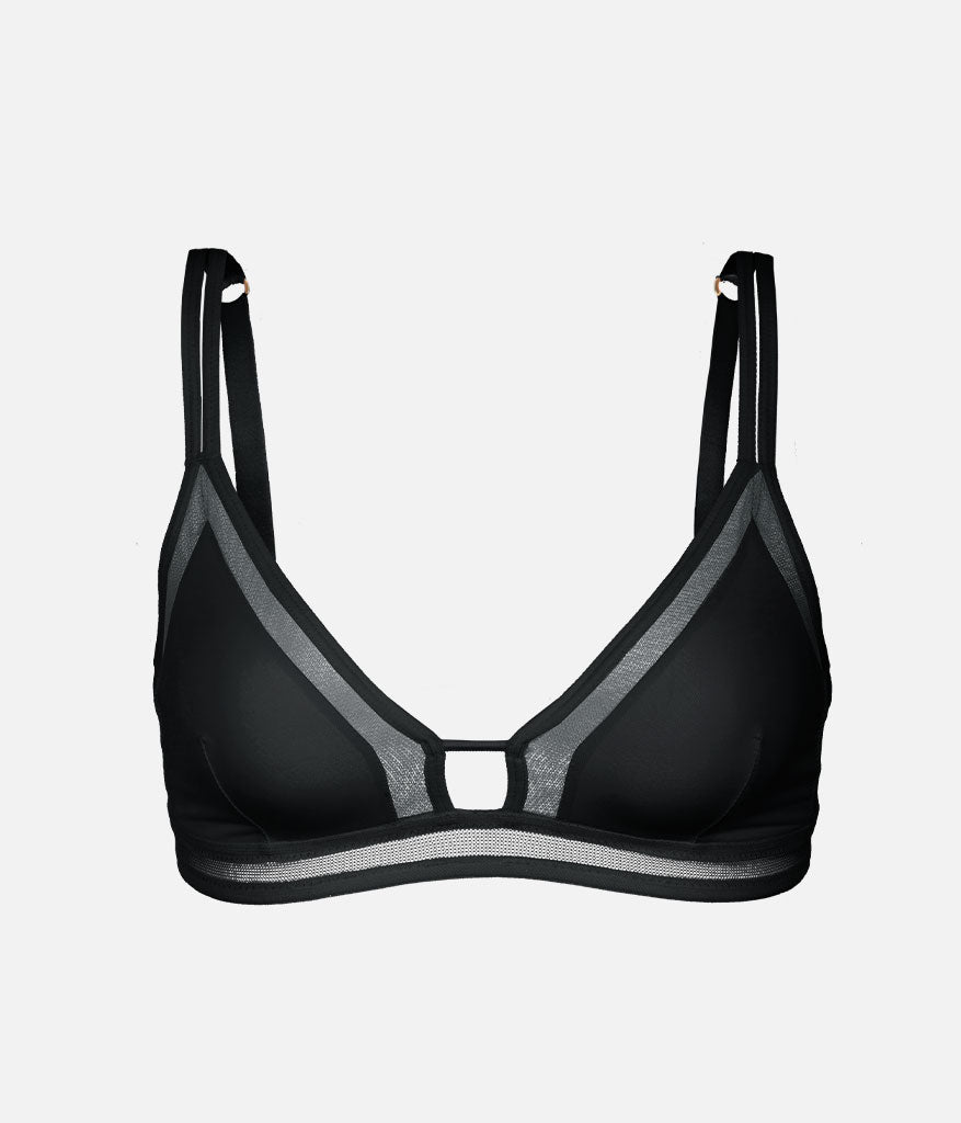 The Mesh Trim Bralette | Jet Black
