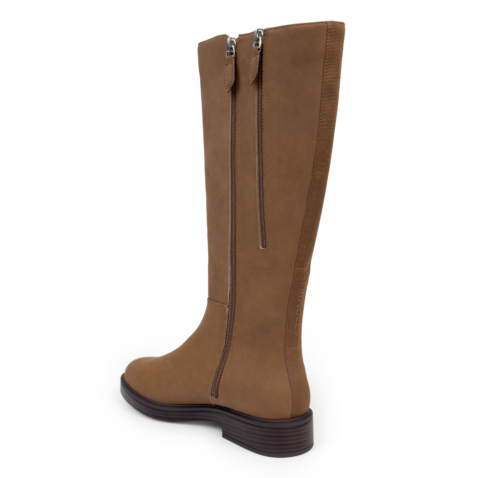 Prue Boot Low Block Heel | Tan Faux Nubuck