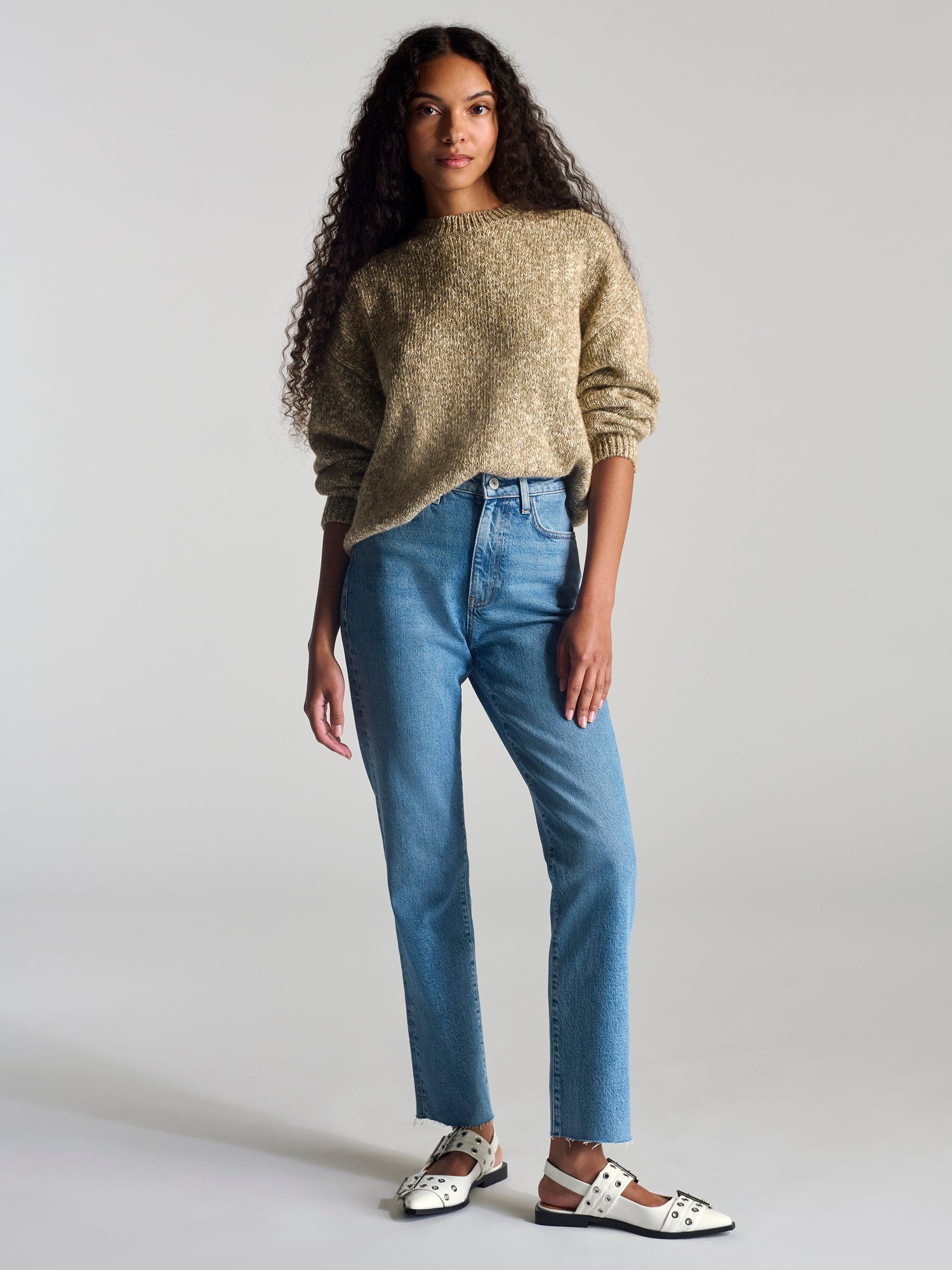 Womens | Crew Neck Sweater | Oatmeal Melange
