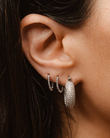 Pave Mini Donut Hoops - Silver | Plated Silver