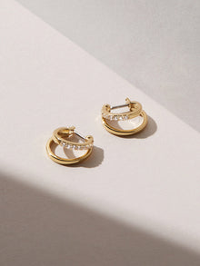 Toda Mini Huggie Hoop Earrings | 14K Gold on Sterling Silver | Cubic Zirconia