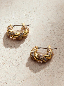 Paris Small Pave Twisted Hoop Earrings | 14K Gold Dipped | Cubic Zirconia