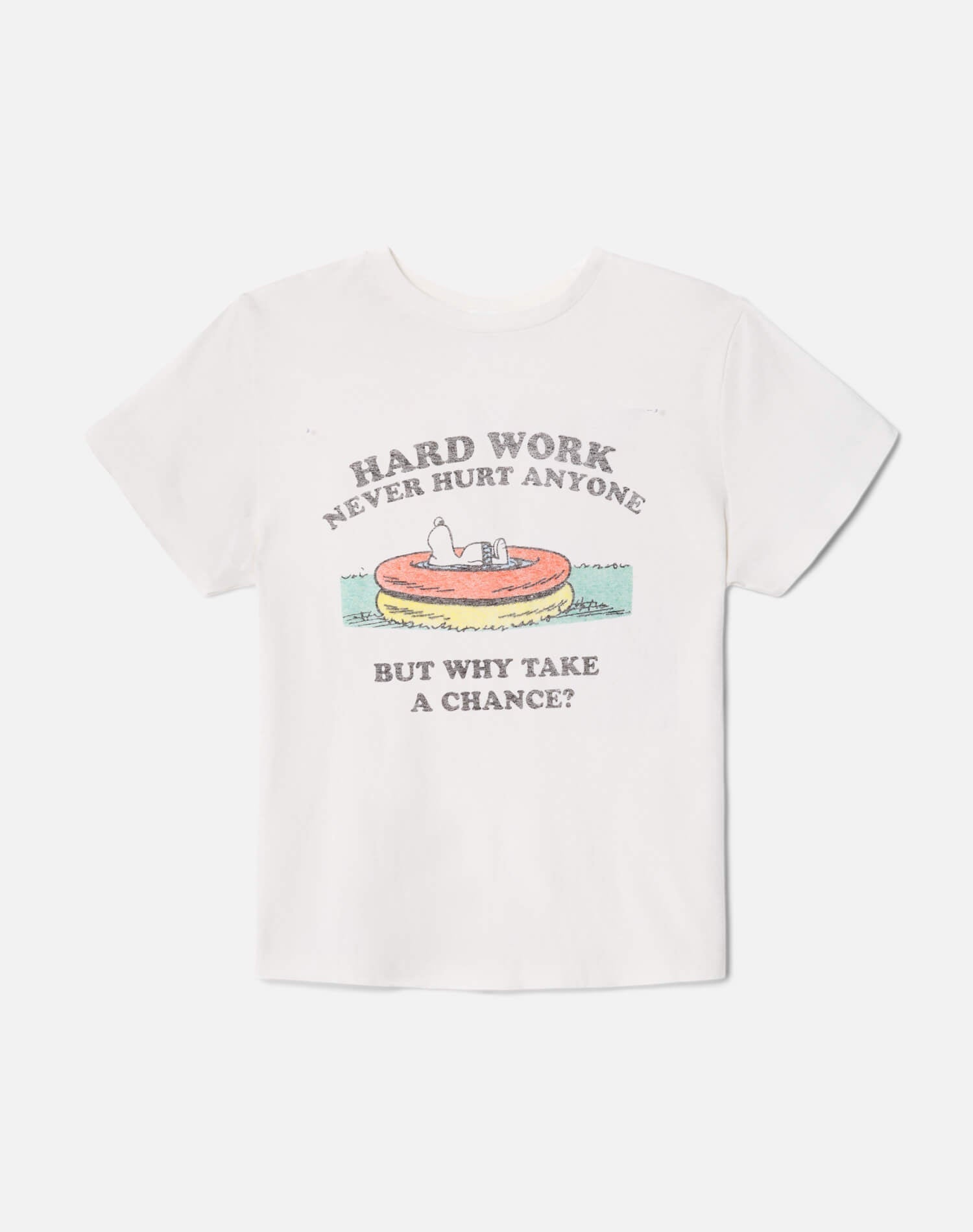 Womens | Classic "Snoopy Hard Work" Tee | Vintage White