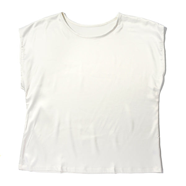Satin Sleep Cap Sleeve Tee | Light Ivory