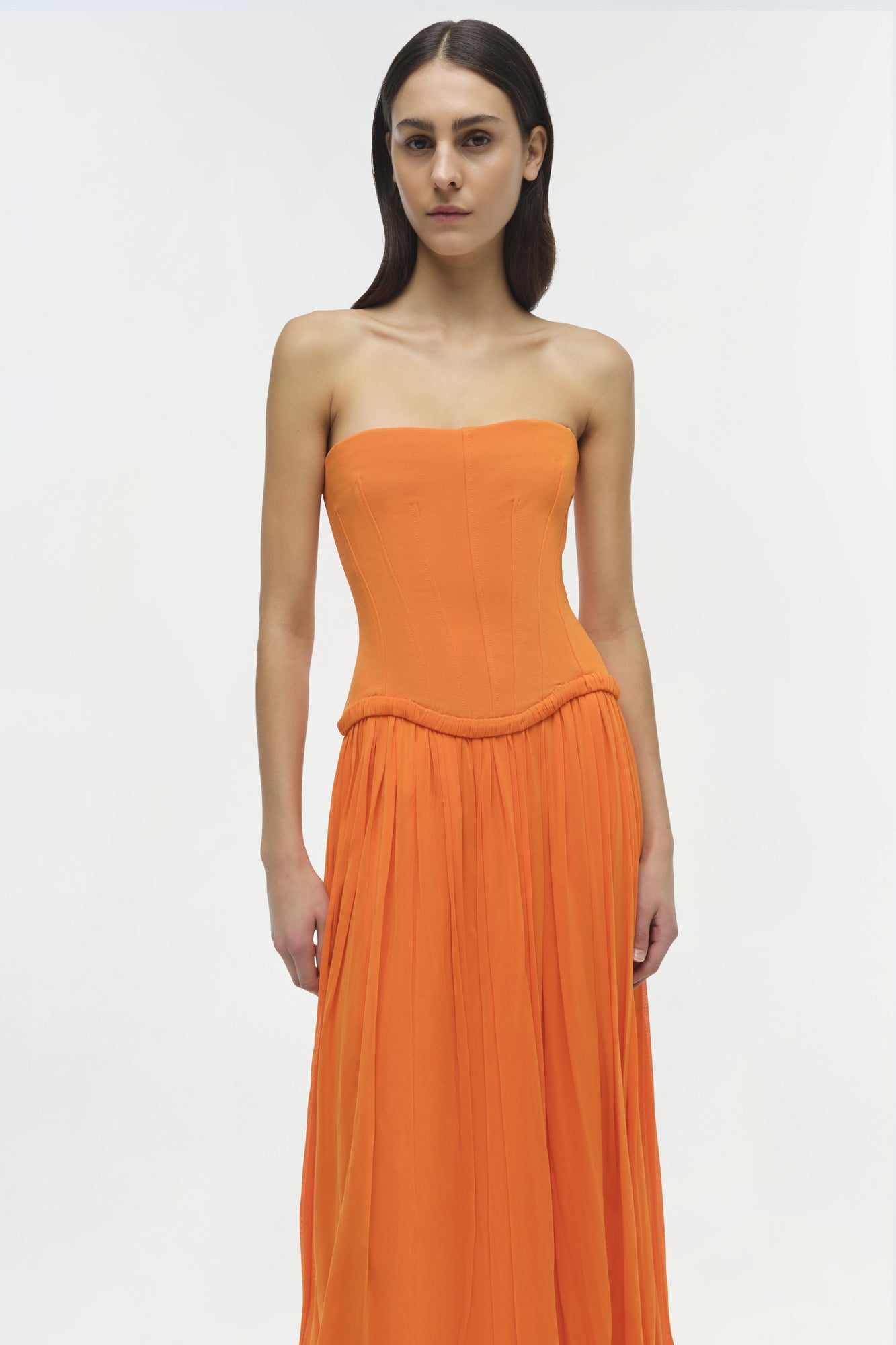 Womens | Adalys Strapless Jersey Dress | Tangerine