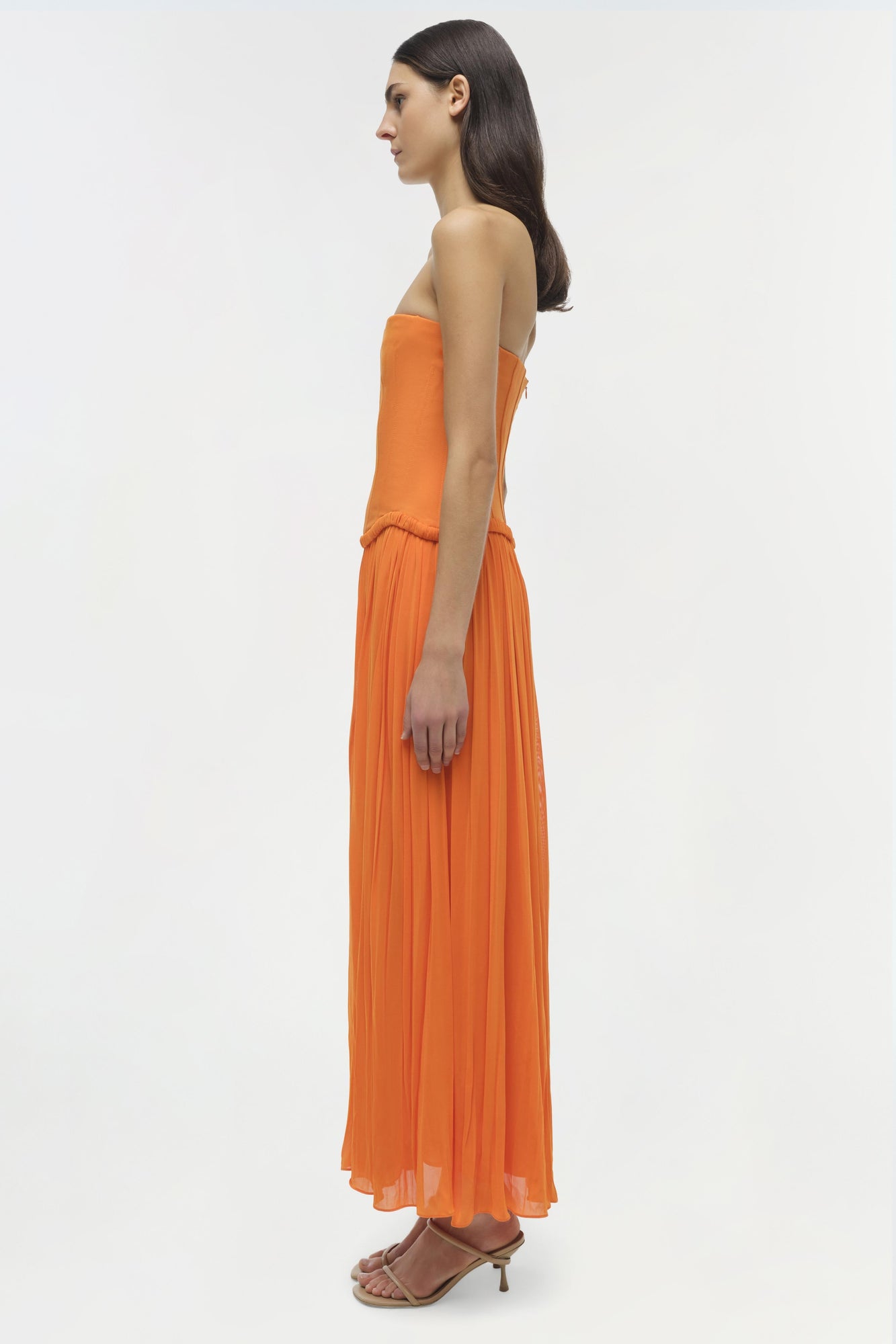 Womens | Adalys Strapless Jersey Dress | Tangerine