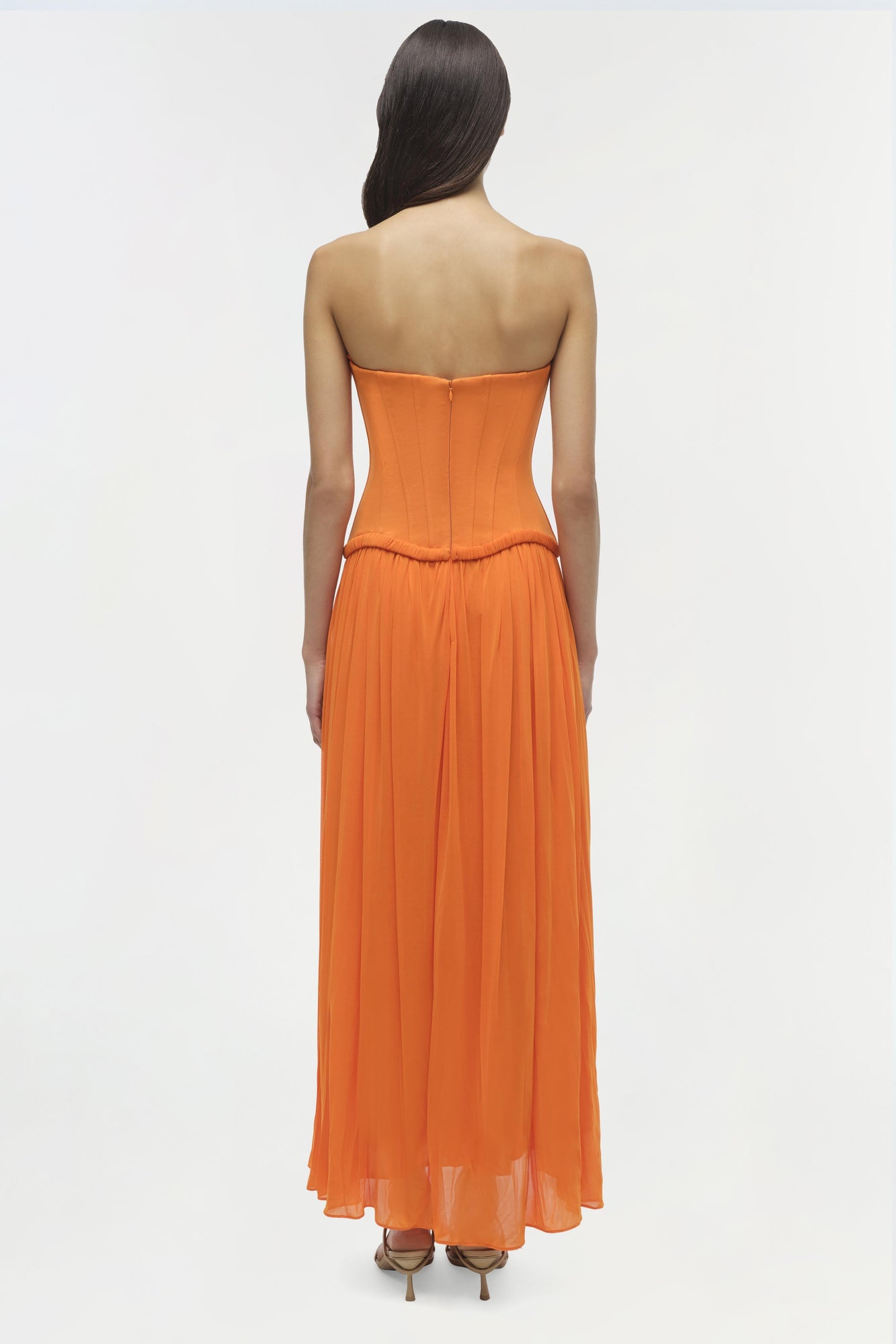 Womens | Adalys Strapless Jersey Dress | Tangerine