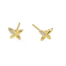Womens | 0.03 CT Round Cut 3 Stone Lab Grown Accent Diamond | X Stud Earrings | 14K Yellow Gold Plated Silver | G-SI