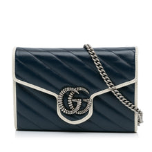 Gucci Pre-Owned Mini GG Marmont Wallet on Chain | Women | Blue x Navy