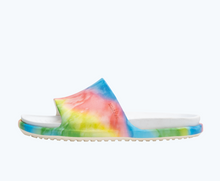 Side view of a Native Shoes Adults Spencer Lx Print | Shell White/ Shell White/ Rainbow Tie Dye Footwear
