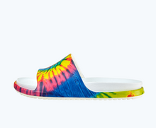 Side view of a Native Shoes Adults Spencer Lx Print | Shell White/ Shell White/ Neon Multi Tie Dye Footwear