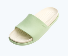 Angled view of a Native Shoes Spencer Lx | Fig Green/ Bone White Footwear