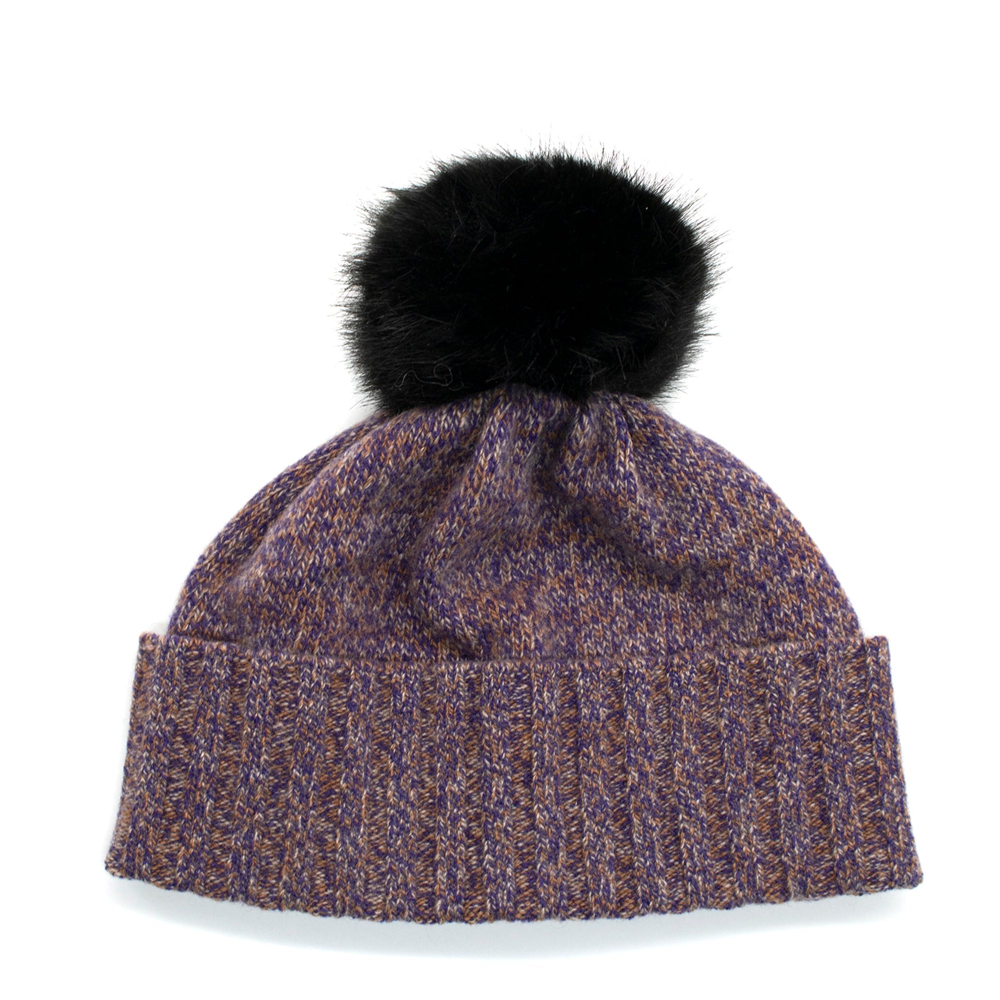 Cashmere Tweeded Beanie With Pom | Violet