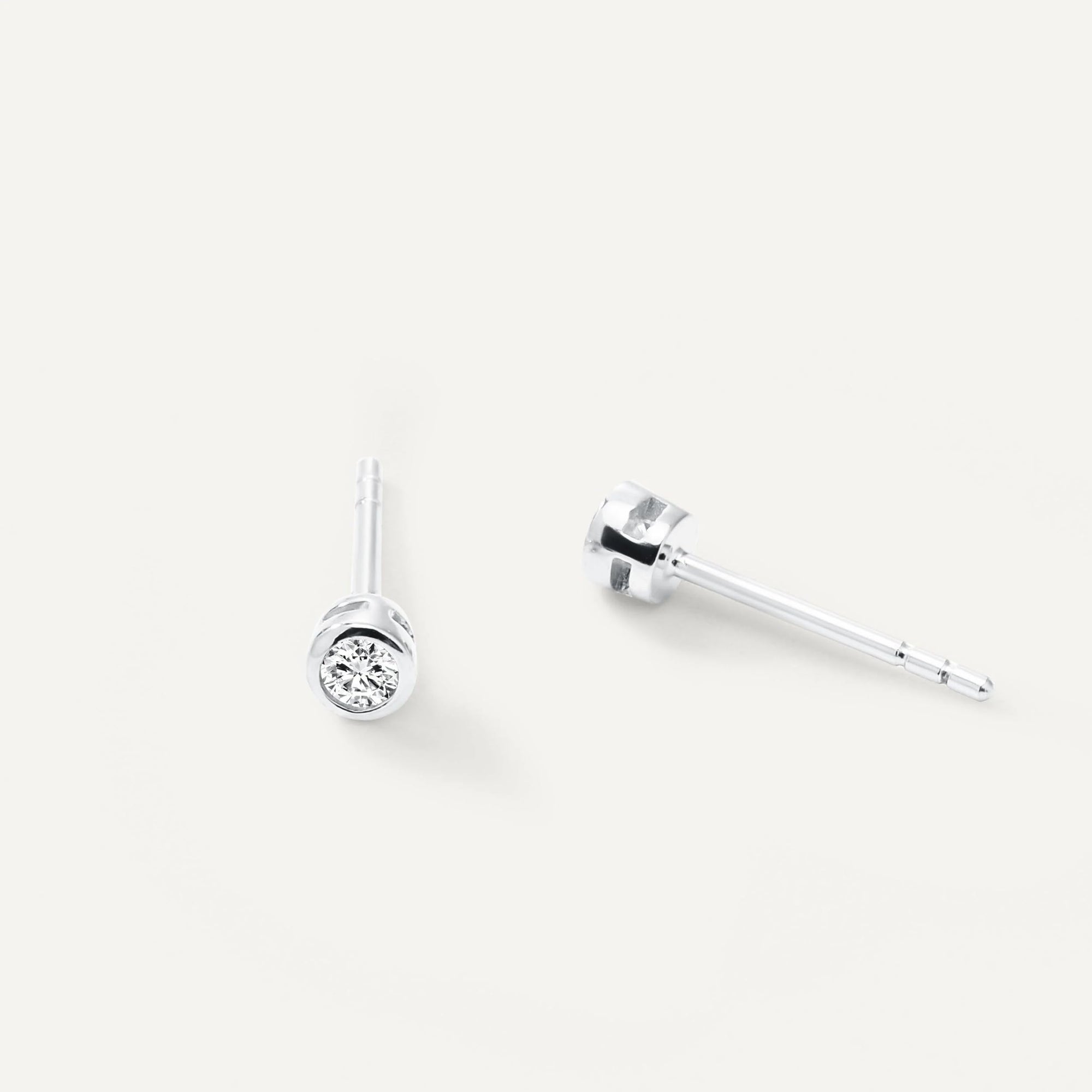 Womens | 0.10 CT Round Cut Lab Grown Accent Diamond | Stud Earrings | Sterling Silver | G-SI