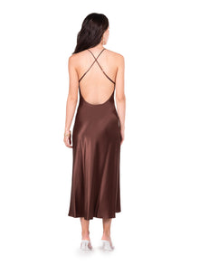 Open Back Cross Strap Midi Slip Dress | Coco