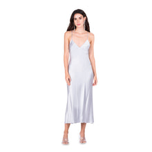 Open Back Cross Strap Midi Slip Dress | Silver Blue