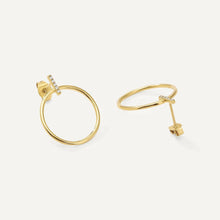 Womens | 0.05 CT Round Cut Lab Grown Accent Diamond | Dangle Earrings | 14K Yellow Gold Plated Silver | G-SI