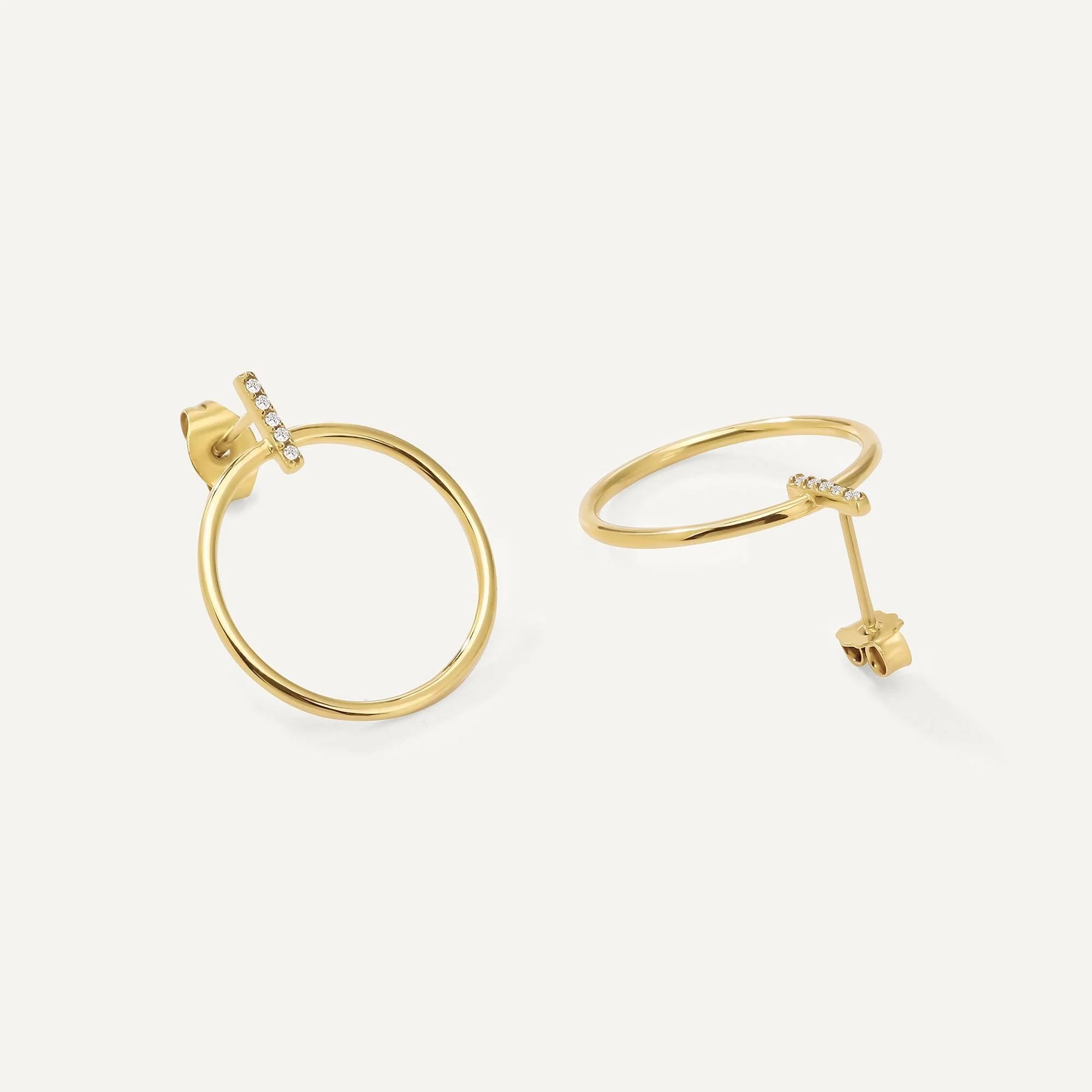 Womens | 0.05 CT Round Cut Lab Grown Accent Diamond | Dangle Earrings | 14K Yellow Gold Plated Silver | G-SI