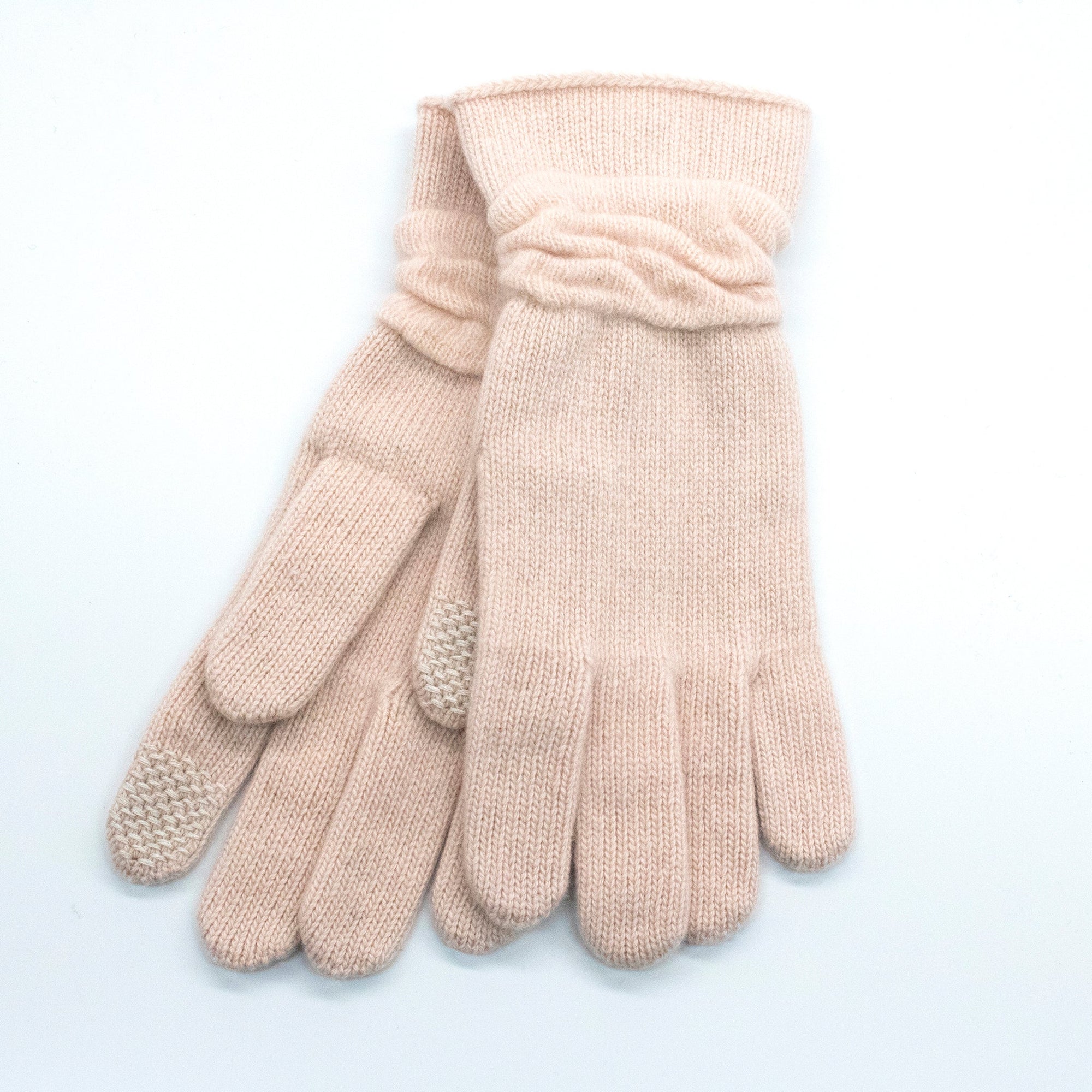 Cashmere Tech Gloves With Rouched Cuff | Soft Pink