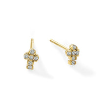 Womens | 0.07 CT Round Cut Lab Grown Accent Diamond | Cross Stud Earrings | 14K Yellow Gold Plated Silver | G-SI