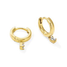 Womens | 0.10 CT  Emerald Cut Lab Grown Accent Diamond | Hoop Drop Earrings | 14K Yellow Gold Plated Silver | G-SI