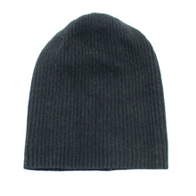 Unisex | Cashmere Slouchy Ribbed Beanie | Black