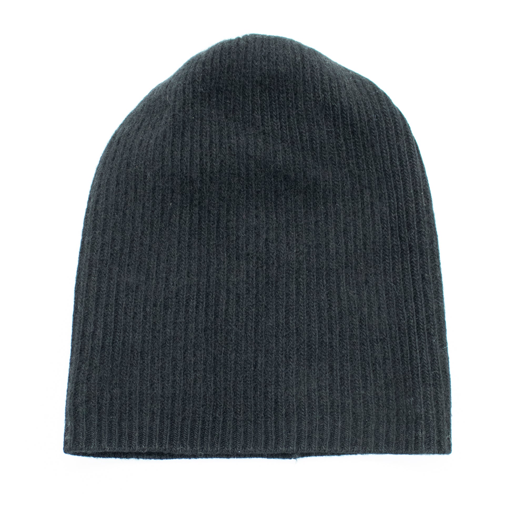 Unisex | Cashmere Slouchy Ribbed Beanie | Black