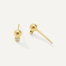 Womens | 0.04 CT Round Cut Lab Grown Accent Diamond | Drop Stud Earrings | 14K Yellow Gold Plated Silver | G-SI
