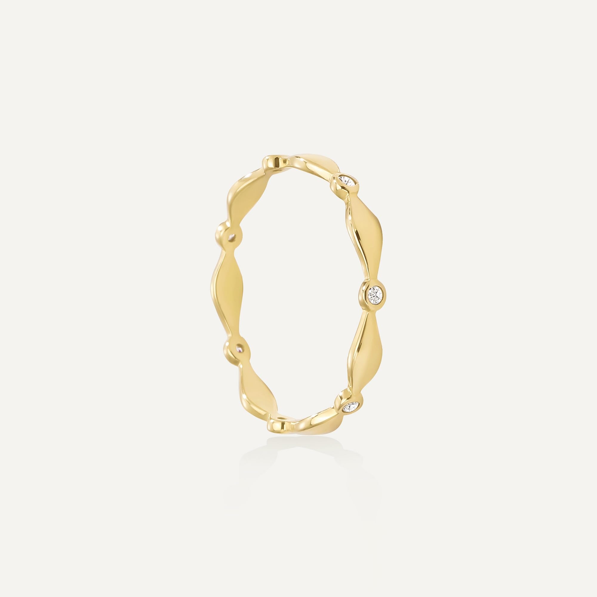 Womens | 0.07 CT Round Cut Lab Grown Accent Diamond | Fashion Band Ring | 14K Yellow Gold Plated Silver | G-SI