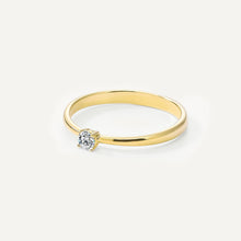 Womens | 0.10 CT Round Cut Lab Grown Diamond | Solitaire Enagegement Ring | 14K Yellow Gold Plated Silver | G-SI