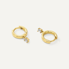 Womens | 0.10 CT  Emerald Cut Lab Grown Accent Diamond | Hoop Drop Earrings | 14K Yellow Gold Plated Silver | G-SI