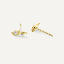Womens | 0.09 CT Round Cut Lab Grown Accent Diamond | Fashion Stud Earrings - II | 14K Yellow Gold Plated Silver | G-SI