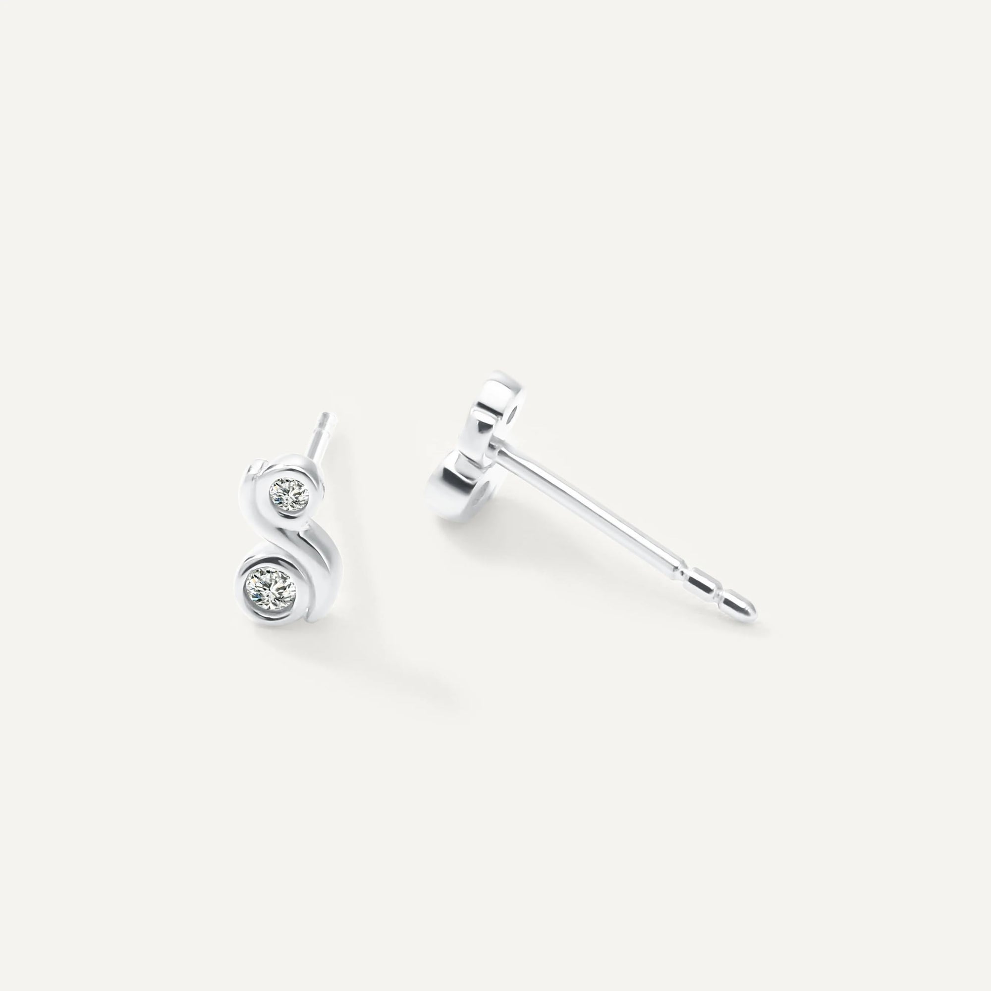 Womens | 0.09 CT Round Cut Lab Grown Accent Diamond | Fashion Stud Earrings | Sterling Silver | G-SI
