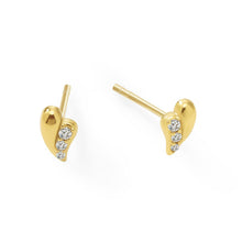 Womens | 0.05 CT Round Cut Lab Grown Accent Leaf-Shape Diamond | Stud Earrings | 14K Yellow Gold Plated Silver | G-SI