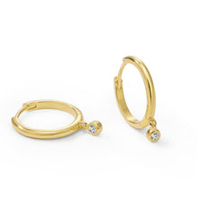 Womens | 0.06 CT Round Cut Lab Grown Accent Diamond | Hoop Drop Earrings | 14K Yellow Gold Plated Silver | G-SI