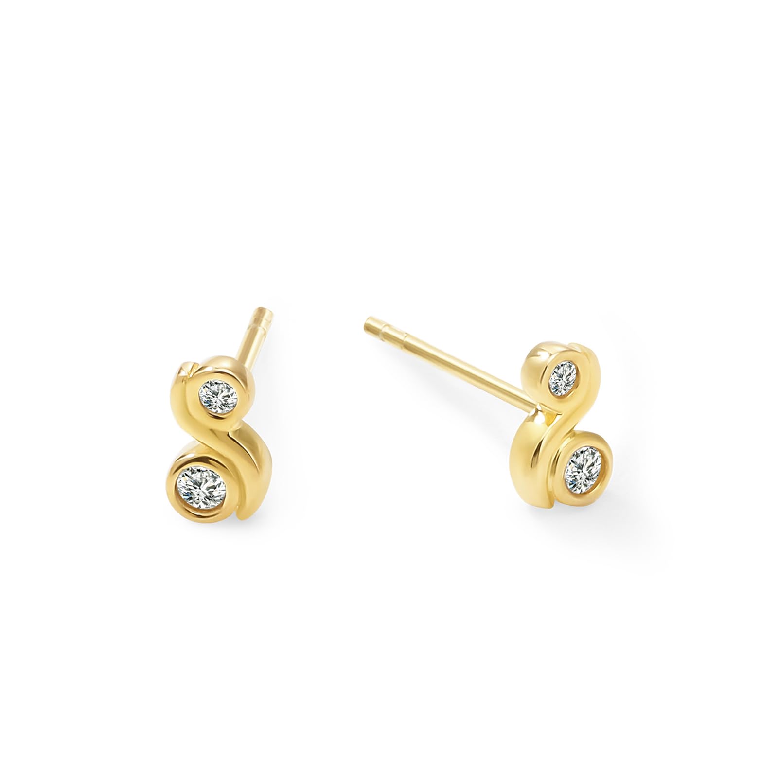 Womens | 0.09 CT Round Cut Lab Grown Accent Diamond | Fashion Stud Earrings - I | 14K Yellow Gold Plated Silver | G-SI