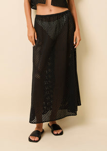 Womens | Sydney Maxi Skirt Baby Eyelet | Noir