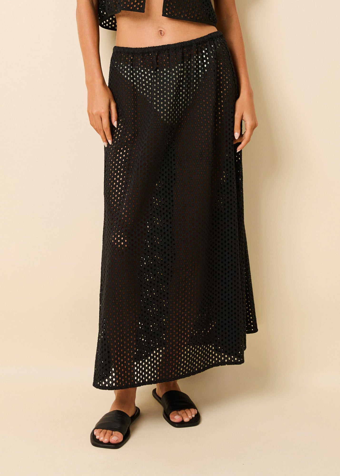 Womens | Sydney Maxi Skirt Baby Eyelet | Noir